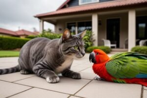 can cats and parrots live together?