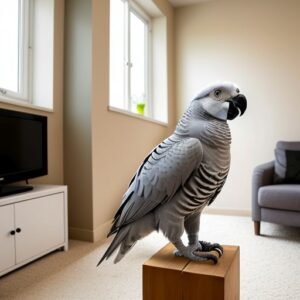 African Grey parrot talking.