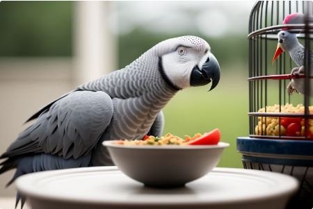Creating African grey parrot diet in summer and winter.