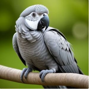 African grey parrot perched on a branch, representing Talking Parrot Birds.