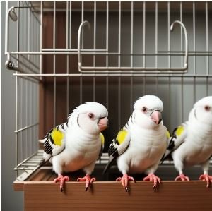 Cockatiel in Apartment - A charming cockatiel perched on its cage inside a cozy apartment