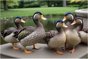 Duck breeds as fowl birds.